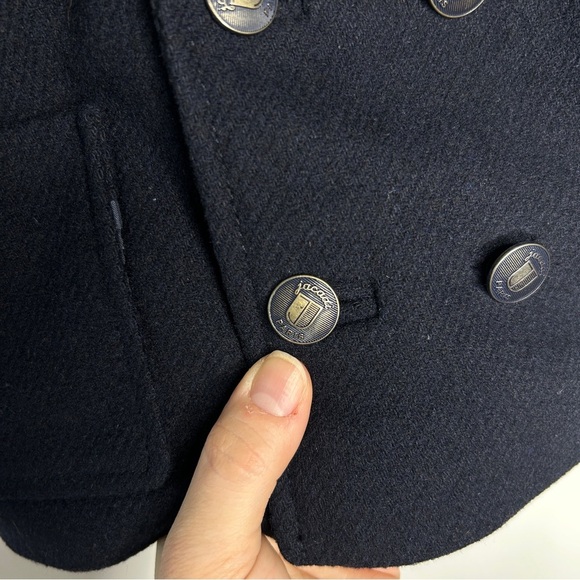 JACADI PARIS Navy Blue Wool Blend Hooded Baby Winter Coat Size 12 Months - Picture 4 of 10